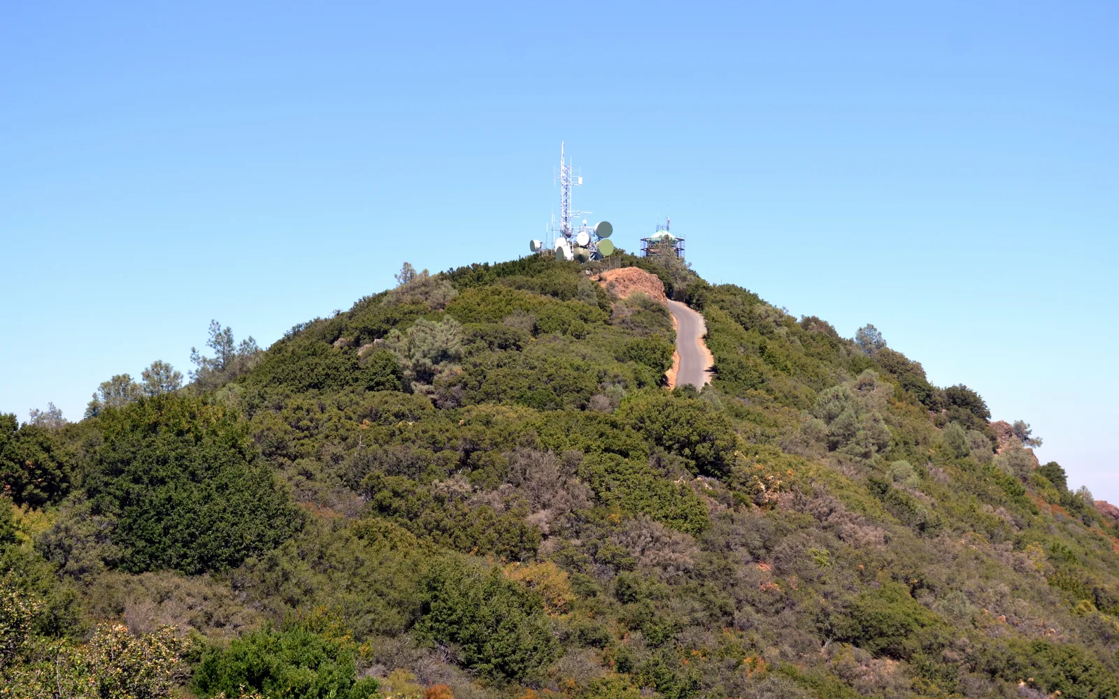 Mount Diablo summit with observation building rising above the surrounding landscape
